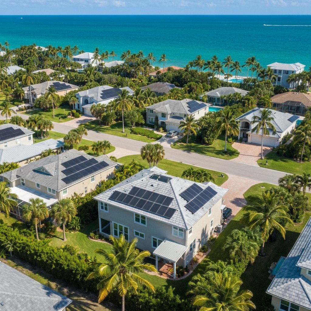 Florida aerial view with solar homes